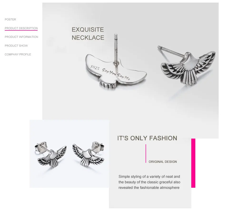 Say-You-Say-Me-925-Sterling-Silver-Flying-Bird-Earrings-Prevent-Allergy-Dream-Eagle-Earrings-Unisex-T08