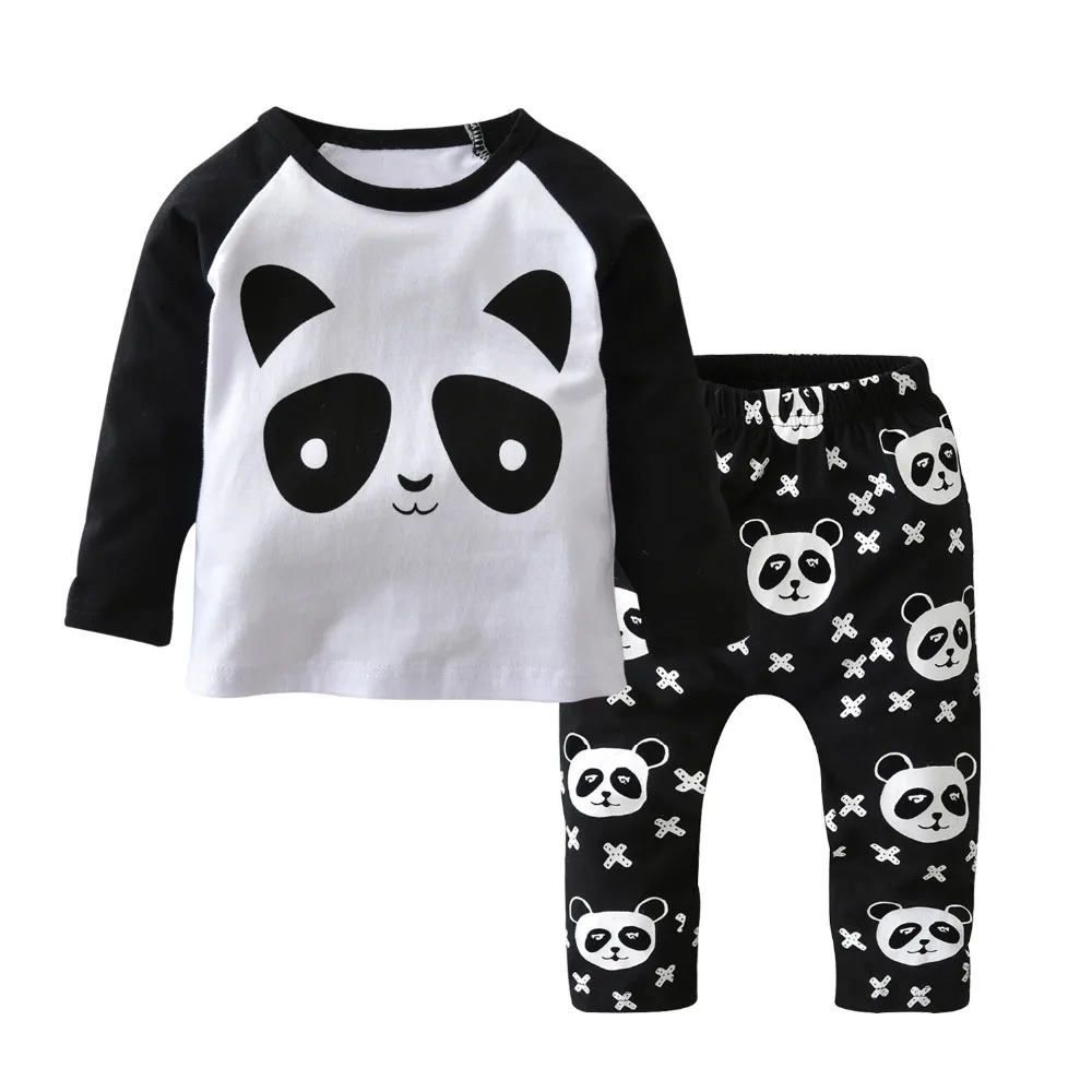 

Autumn Baby Boy Clothes Set Cotton Cartoon Panda Long sleeved T-shirt+Pants Infant 2pcs Suit Newborn Baby Boys Clothing