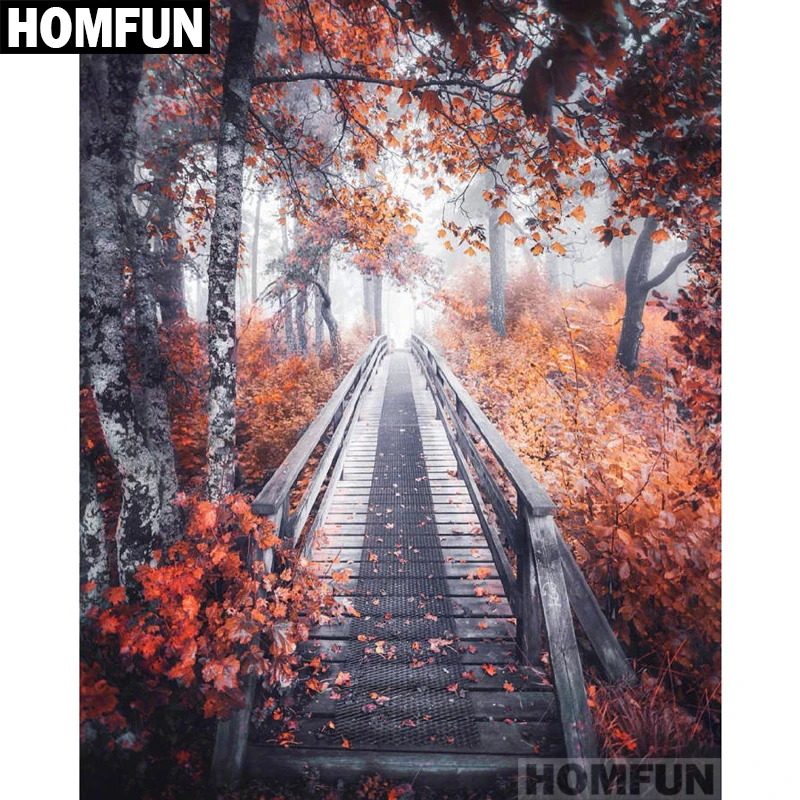 

HOMFUN Full Square/Round Drill 5D DIY Diamond Painting "Autumn landscape" Embroidery Cross Stitch 5D Home Decor Gift A01185