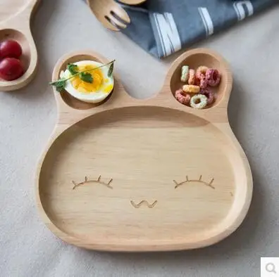 Креативный маленький мультяшный кролик, поднос для закусок, деревянная детская посуда, деревянная тарелка, деревянный поднос, MFT005