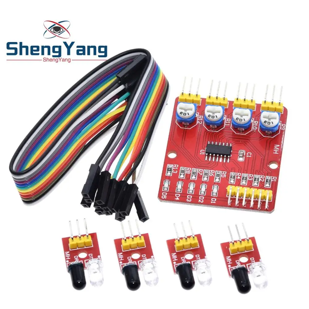 F233-01 Four-way infrared tracing / 4 channel tracking module transmission line obstacle avoidance car robot sensors | Электронные