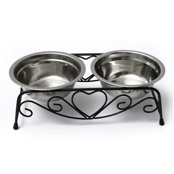 

Hot Stainless Double Dog Bowl and medium bowl metal bowl waterer stand
