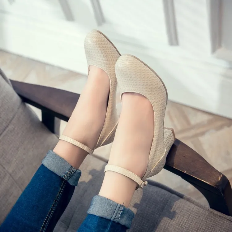 Винтажные туфли-лодочки на не сужающемся книзу массивном каблуке размера плюс 34-48 женская обувь повседневные модельные туфли на резиновой подошве с круглым носком сезонные женские офисные вечерние туфли-лодочки