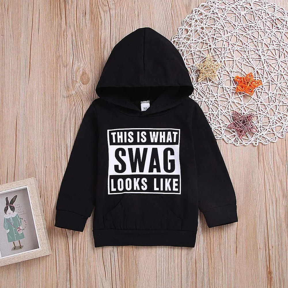 

Baby Child Sweatshirt Children Kids Boys Girls Long Sleeves Letter Hooded Sweatshirt Top Clothes Kids Clothes