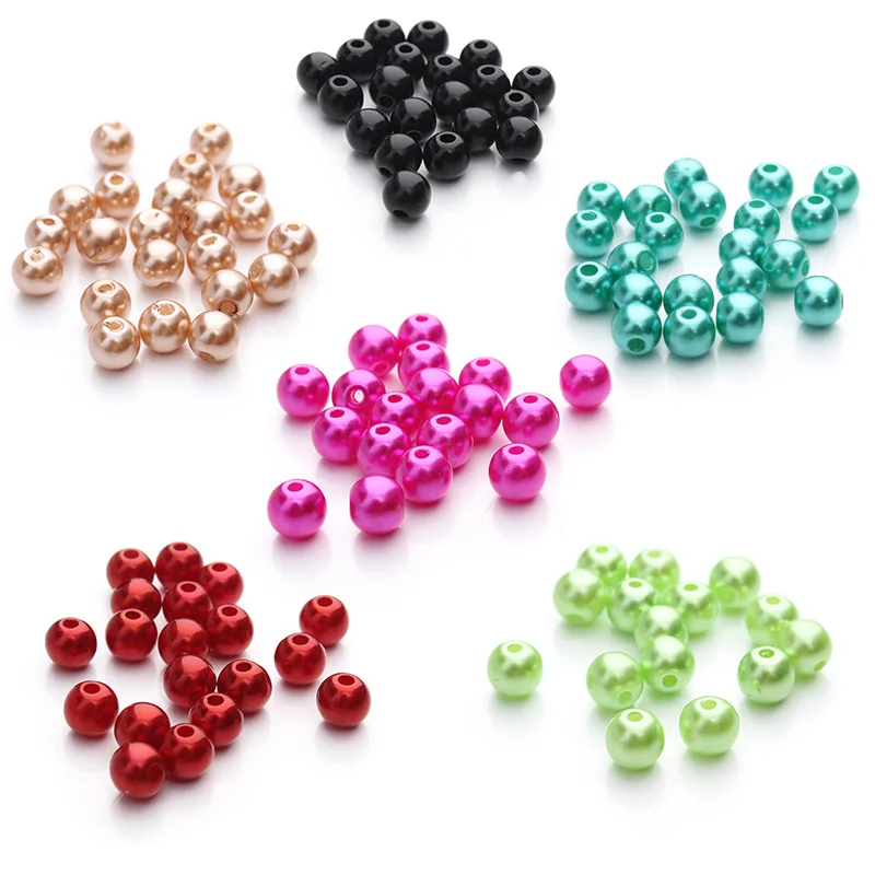 

LINSOIR 100pcs/lot 6mm 8mm 10mm ABS Imitation Pearl Beads Round Plastic Acrylic Spacer Beads for Jewelry Making Findings DIY F48