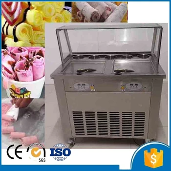 

R410A high quality compressor double square pan with 5 tanks fried ice cream roller for sale fried ice cream machine with tanks