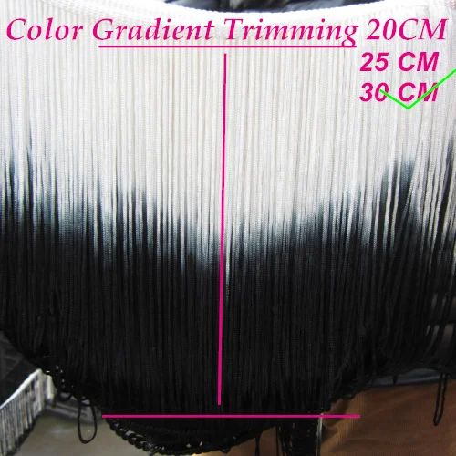 

YACKALASI 5 YDS/Lot Rayon trimming Tassel macrame white and black Gradient fringe loop bottom lace 25-30cm