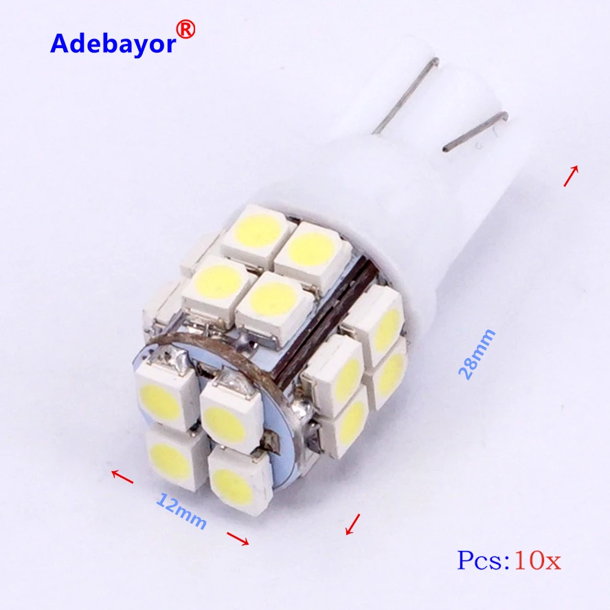 

Hot Sale 10X T10 W5W 194 168 20 LED 1210 3528 SMD Car Auto Side Wedge Parking Lights Tail Lamp Bulb DC12V White Blue car styling