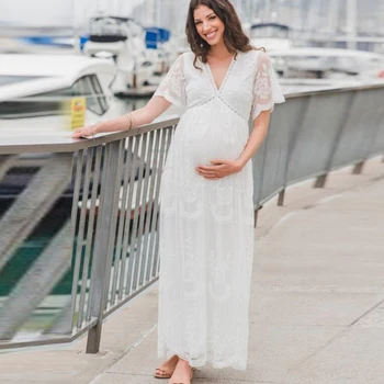 

White Maternity Dresses For Photo Shoot Lace Casual Women Dresses Clothes For Pregnant Women Maternity Dresses Evening Cute 2019