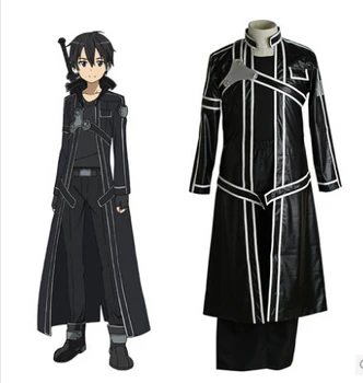 

Fantasias sword art online costume Kirigaya Kazuto cosplay costume for men Leather Trench Coat anime clothes carnival costume