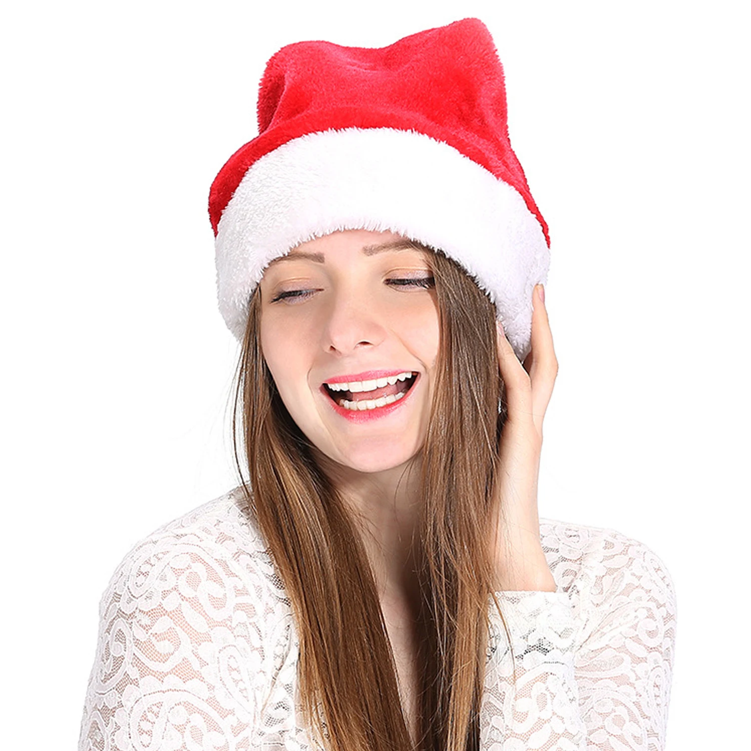 Унисекс Сгущает Мягкий теплый плюш Рождество Санта Клаус шляпа для взрослых детская вечеринка для празднования карнавала
