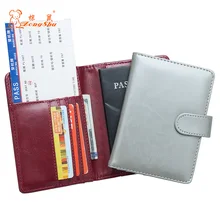 Твердая масляная темно-красная Пряжка PU кожаный держатель паспорта встроенный RFID Блокировка защита личной информации(на заказ