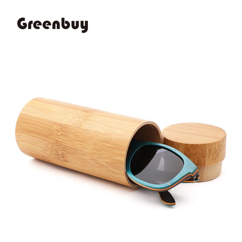 

Pure natural bamboo primary color cylindrical handmade box high-end fashion sunglasses retro frame eyeglasses box bag