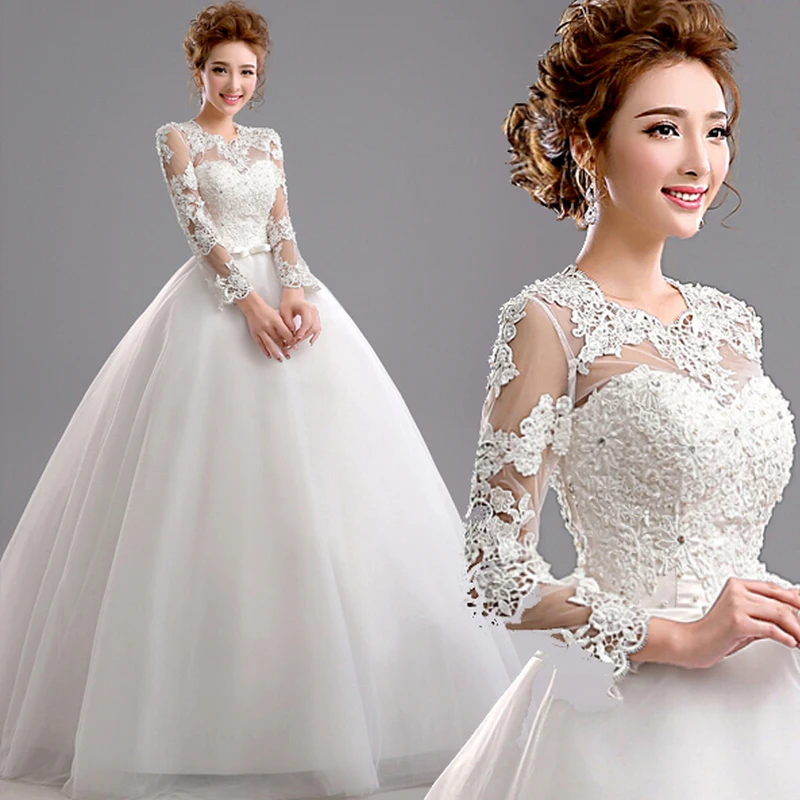 Fansmile 2020 Robe De Mariage Prinses Lange Mouwen Lace Baljurk Trouwjurk Custom Made Vestido De Noiva FSM-578F Fansmile 2020 Robe De Mariage Prinses Lange Mouwen Lace Baljurk Trouwjurk Custom Made Vestido De Noiva FSM-578F