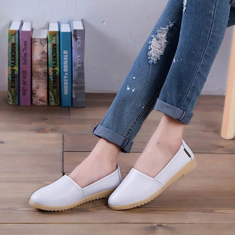 real leather flats