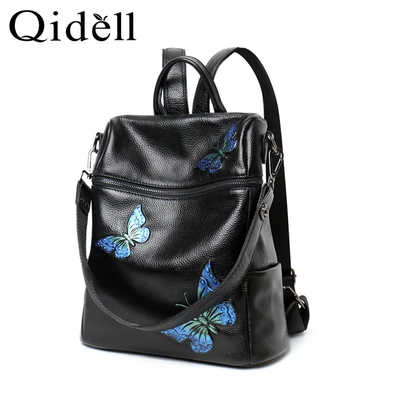 

Qidell K552 Knapsack With Individual Butterfly Printing Genuine Leather Backpack