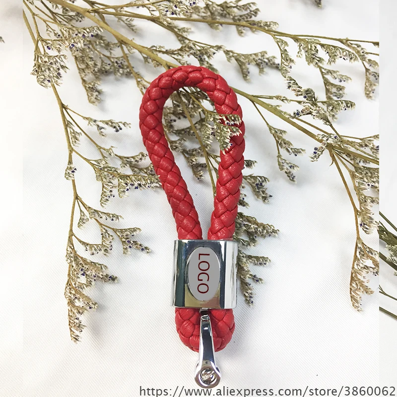 

For Ford Key Ring Horseshoe Clasp Men Women Hand-woven Leather Key Car Badge Fashion Personality Quality Gift Promotional Key