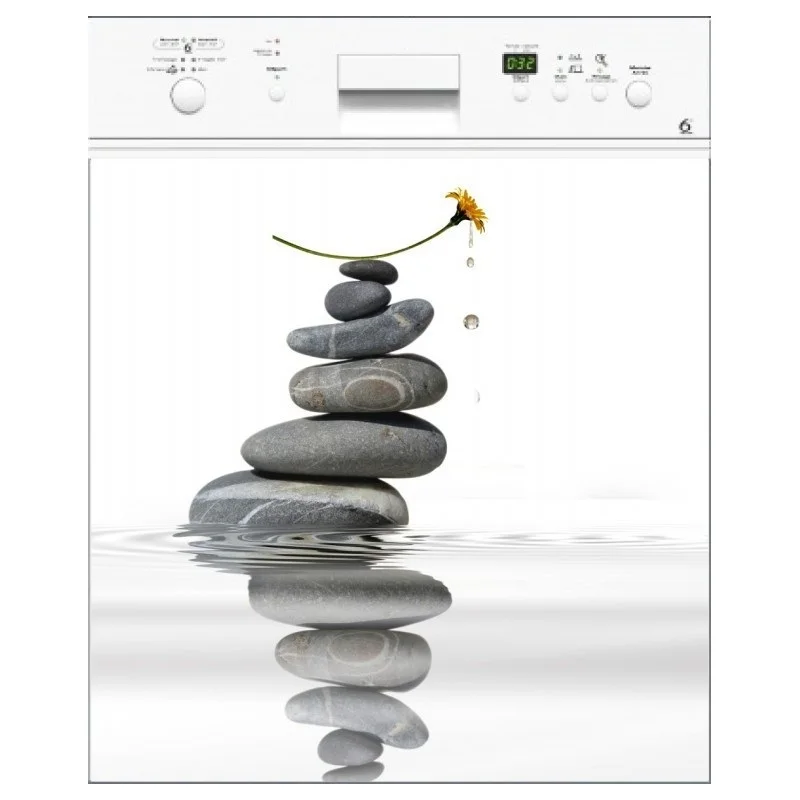 Wholesale 3D Zen Stones Reflection Dishwasher Refrigerator Freeze Sticker Art Fridge Door Cover Wallpaper Kitchen Wall Stickers