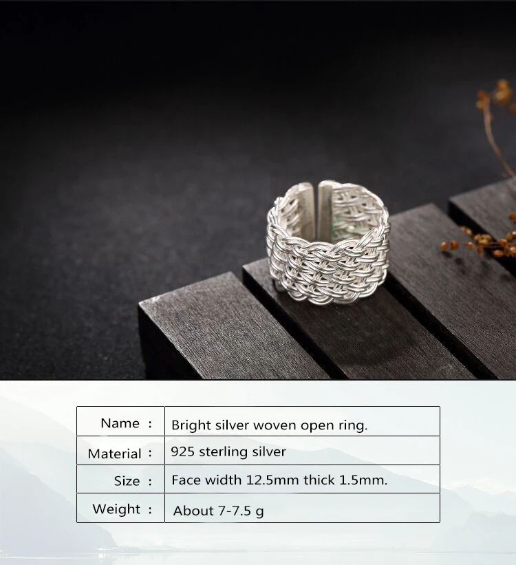 S925 серебро ручной работы Винтаж Wide Open полое кольцо для Для женщин оптовая продажа
