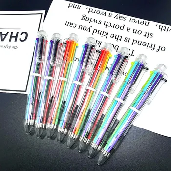 

20pcs/Lot 6 in 1 Ball-Point Pens Retractable Multi-Colors Ball Point Pen Office School Supplies Students Gift Stationary Set