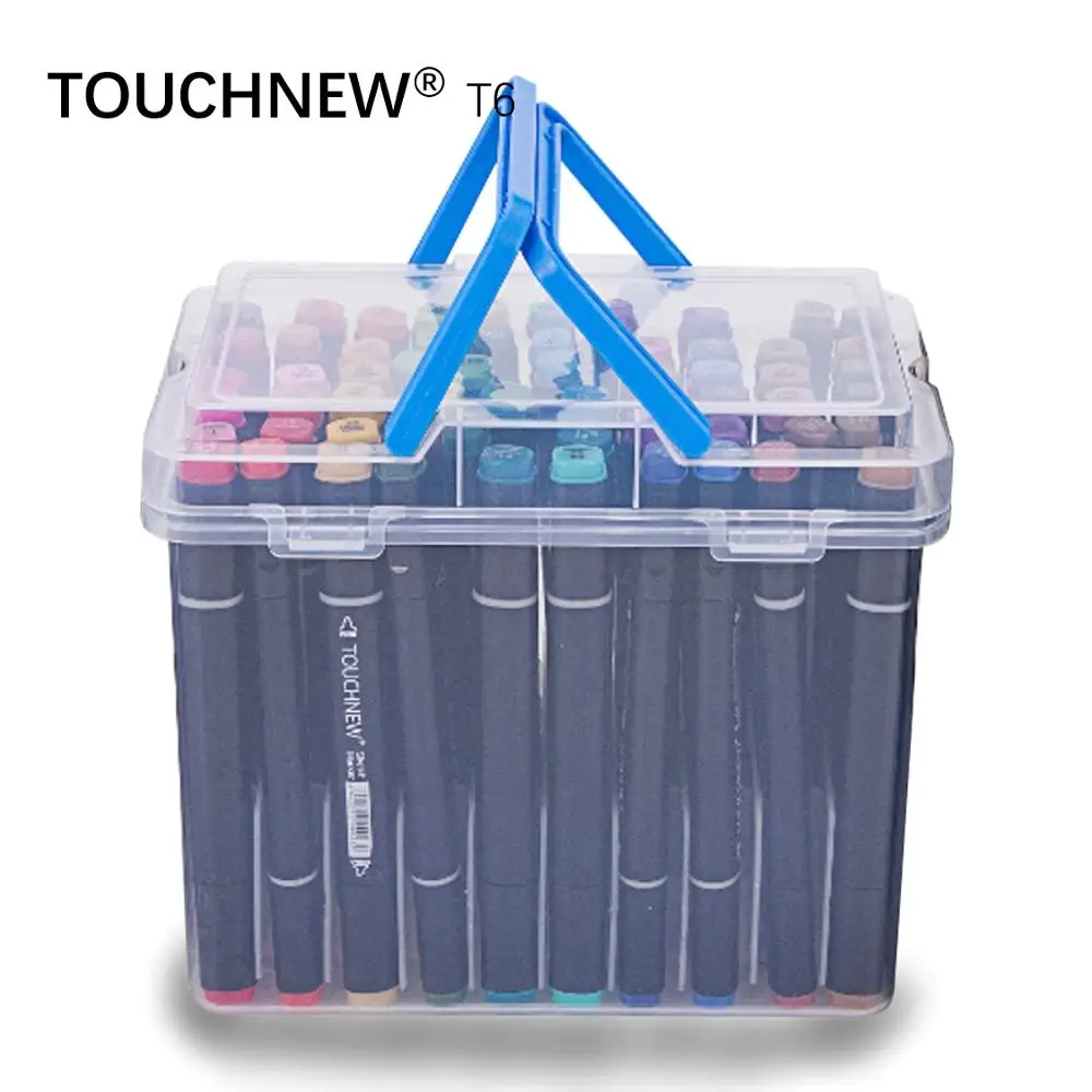 

TOUCHNEW T6 60/80 colors dual tips black barrel sketch markers case packed for drawing painting design manga copic art supplies
