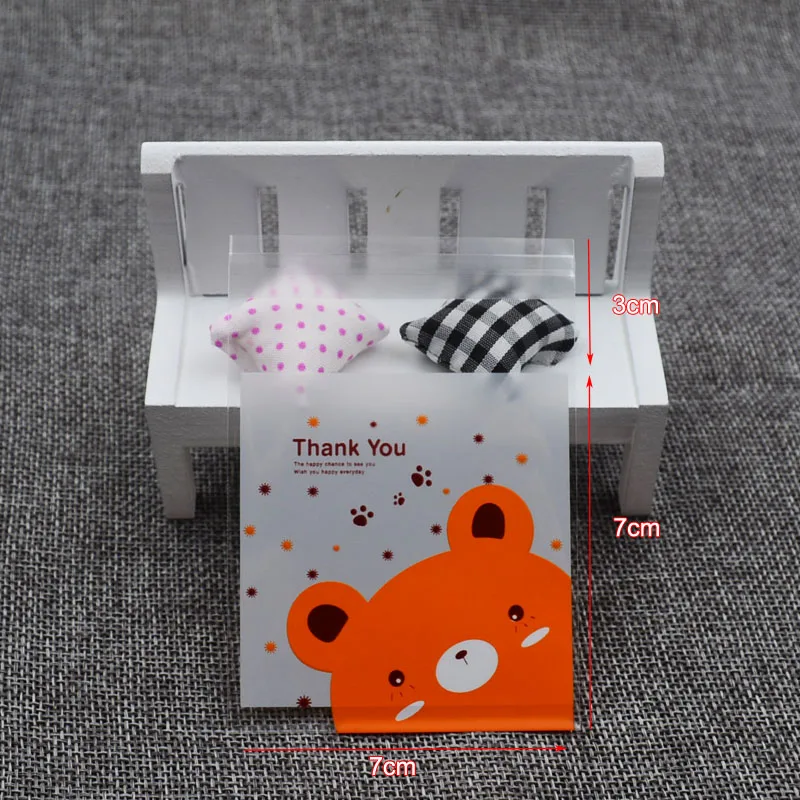 

100pcs 7*7+3cm Cute Cartoon Pink Pig Gifts Bags Cookie Packaging Self-adhesive Plastic Bags For Biscuits Candy Food Cake Package