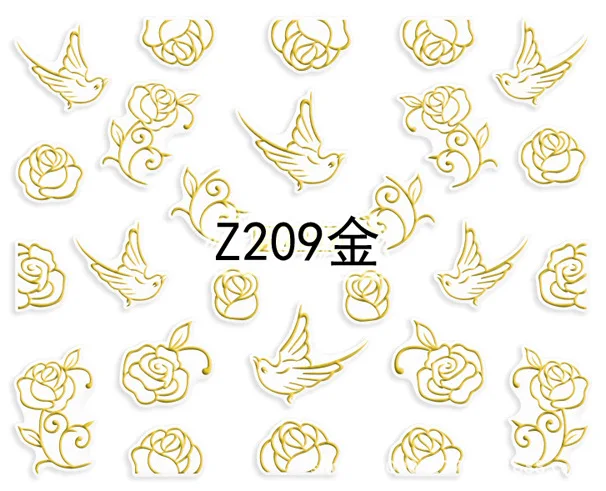 

2pcs Gold Silver 3D Nail Slider Decals Nail Art Sticker Glitter Metal Hollow Bird Butterfly Dragonfly Adhesive Manicure Z205-216