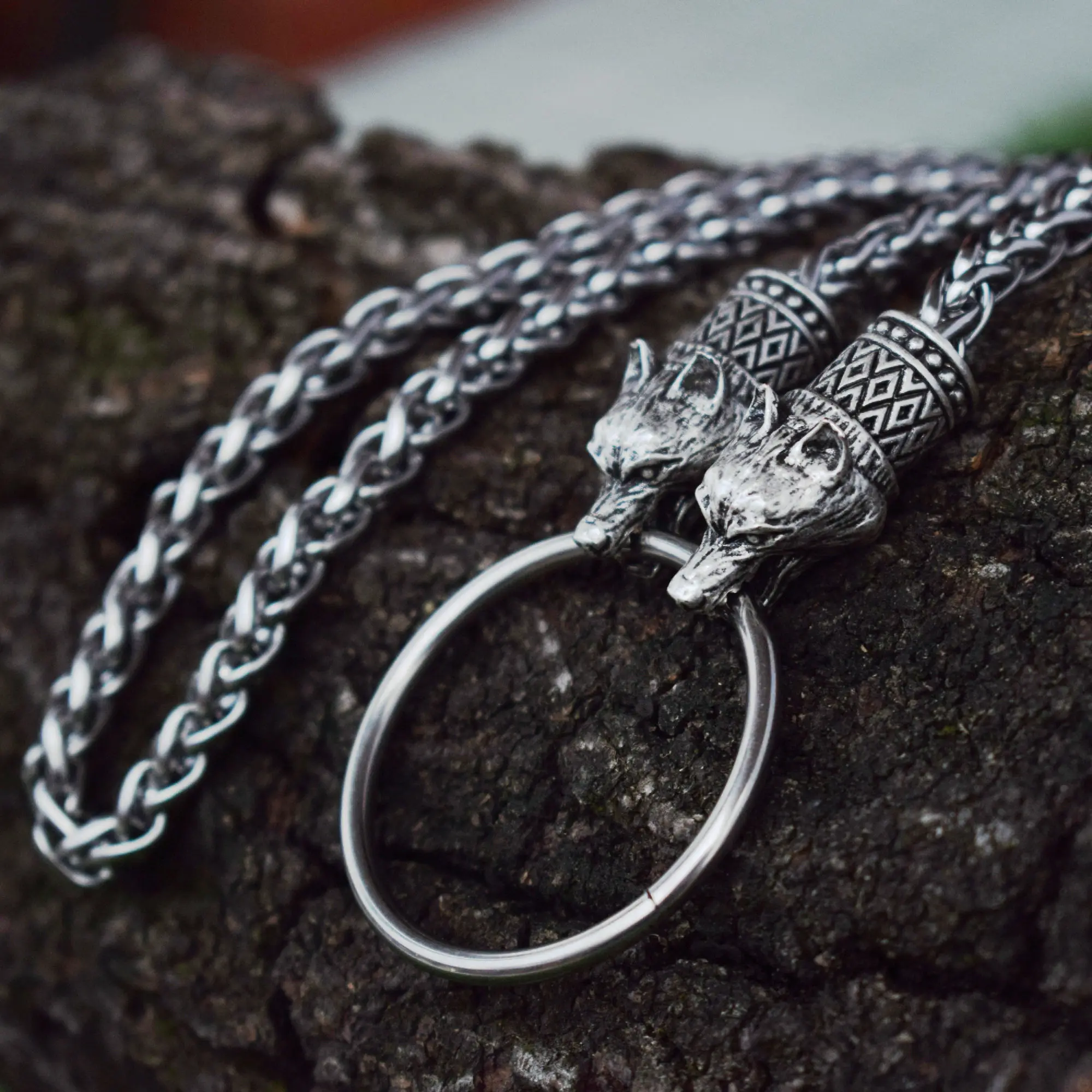 Viking Wolvers ожерелье традиционная бижутерия в стиле викингов Тотем из нержавеющей стали голова Волка Диаметр цепи: 6 мм(0,23 дюйма