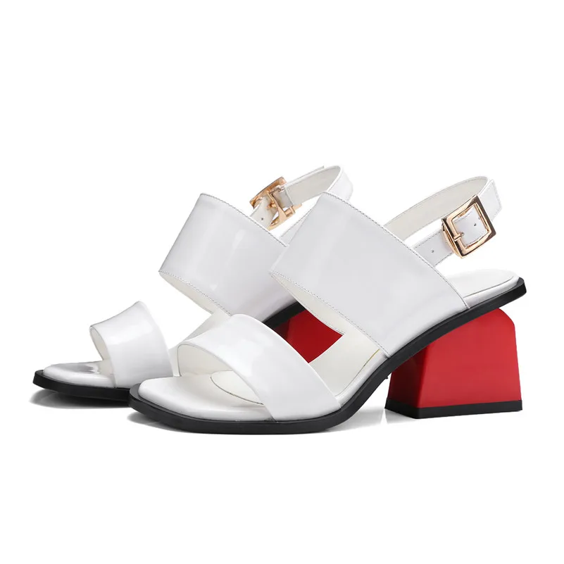 FEDONAS/Коллекция года; элегантные женские сандалии из натуральной кожи с вырезами на массивном квадратном каблуке; сандалии-гладиаторы в римском стиле с ремешками на лодыжках; женская обувь - Цвет: Белый