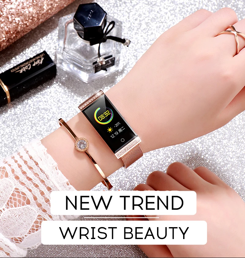 MAFAM Luxury Women Smart Bracelet IP68 Waterproof Fitness Tracker Heart Rate Blood Pressure Monitor Sport Smart Watch Band Clock (4)