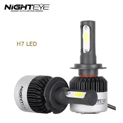 NIGHTEYE H7 светодио дный лампы Cob чипы 6500 К IP68 вождение автомобиля фары 9000LM 72 Вт Conversion Kit Dual Fan светодио дный фара пара