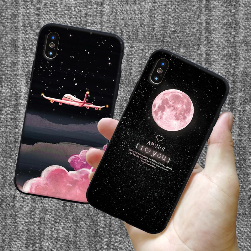 Матовый чехол для iPhone 7 6s 8 Plus XS MAX XR Мягкий силиконовый Звездная ночь SE 5S 5 X чехлы