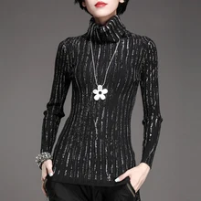 Зима Осень Мода High Street Женщины блестками вязаный пуловер свитер, женщина горячая штамповка печатных стрейч трикотажные свитера