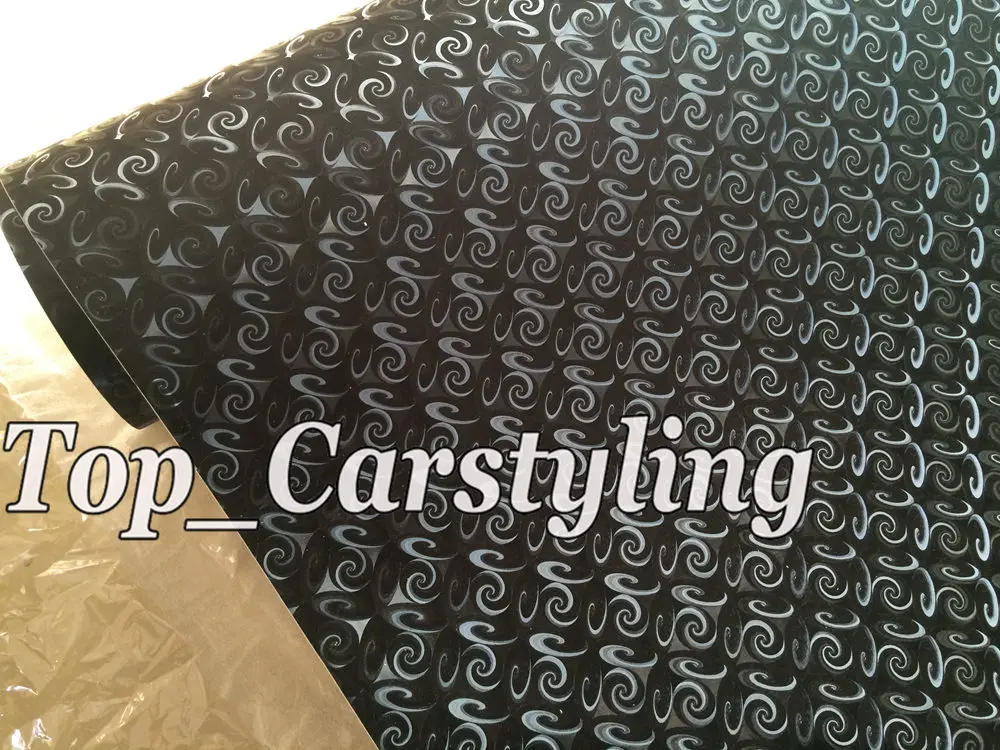 3D  embossed black wrap luxury unique car wrapping film (3)