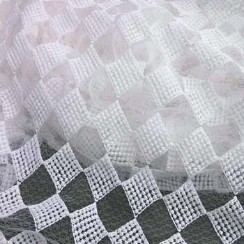 

High-grade embroidery diamond chiffon mesh fabric veil Wedding dress coat grid