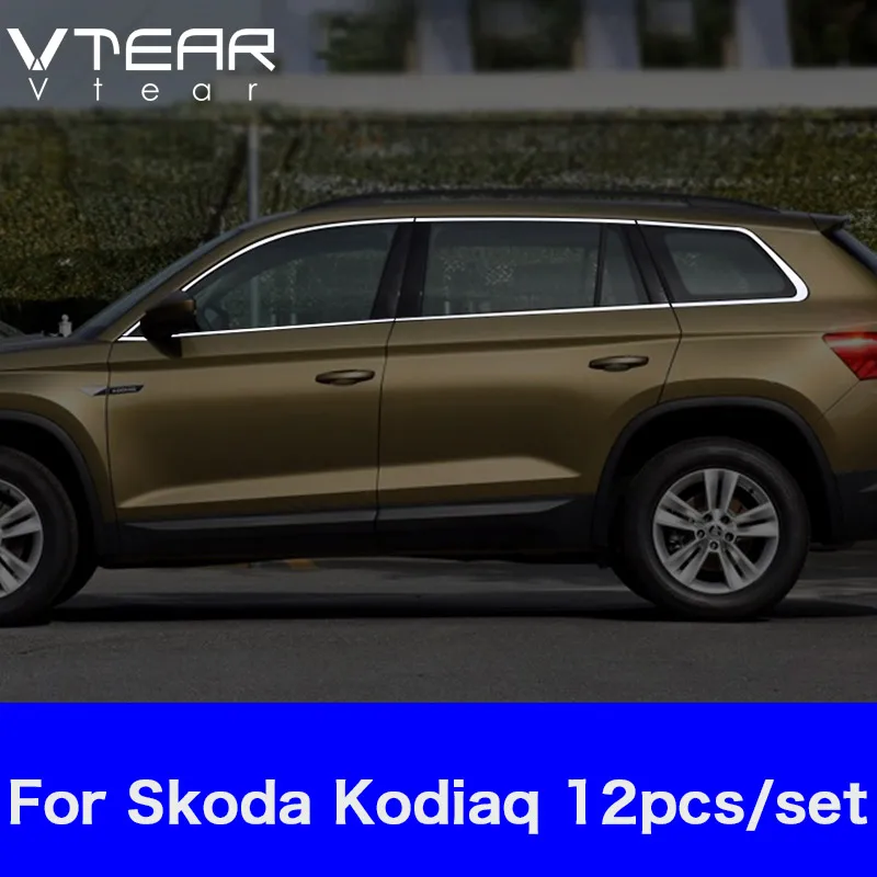 Vtear для Skoda Kodiaq шкода кодиак аксессуары стильное украшение для автомобильных окон, накладка из нержавеющей стали, Внешняя рамка, внешний стиль автомобиля автомобильный-стайлинг