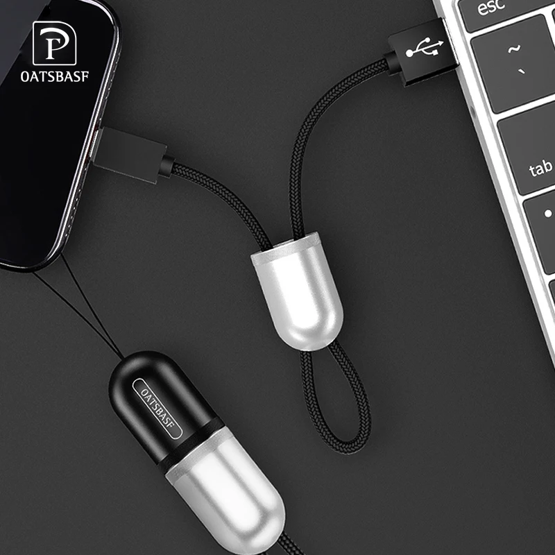 

Oatsbasf For iPhone Cable 10 9 Fast Charger to USB Cables Charging Cord Hidden Capsule Design 2.1A For Mobile Phone