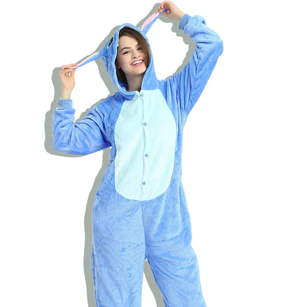 Зимняя Фланелевая пижама с единорогом, комбинезон для взрослых и женщин, пижама с единорогом, комбинезон в стиле аниме, косплей, Стич, Мужская пижама с единорогом