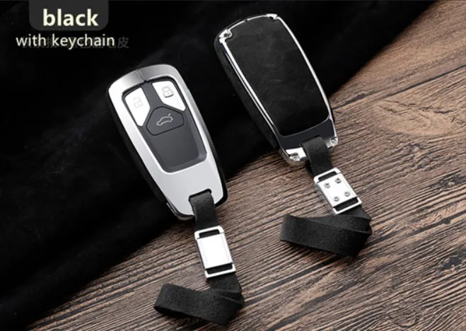 black keychain Высококачественный автомобильный замшевый Чехол-держатель для ключей для Audi A4 A4L Allroad B9 Q5 Q7 TT TTS 4M 8S аксессуары - Название цвета: black keychain