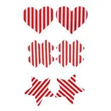 10 пар(20 шт)/женские наклейки на соски в полоску красный Стикини сексуальные одноразовые накладки на грудь чехлы