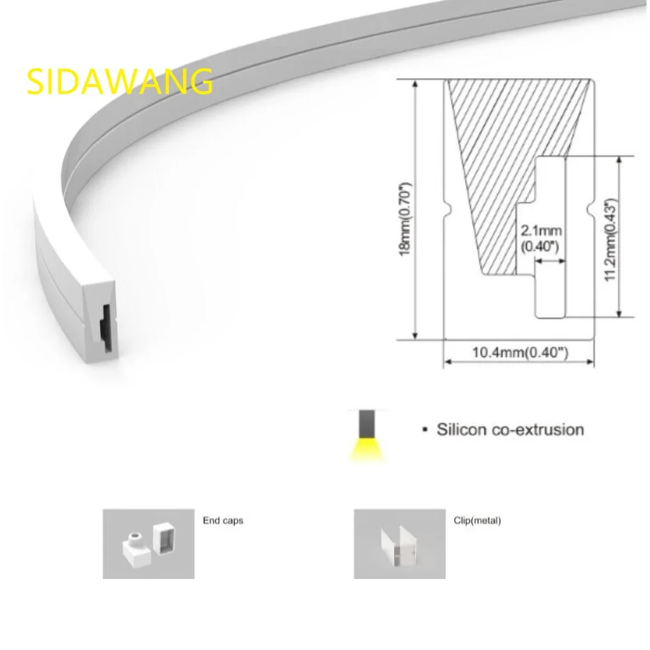 Гибкий силиконовый светодиодный профиль 18*10 мм боковое освещение излучающий канал для светодиодной полосы для декоративного освещения SDW028
