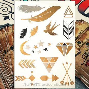 

Nu-TATY 24 style Temporary Tattoo Body Art, Indian Golden Style Designs, Flash Tattoo Sticker Keep 3-5 days Waterproof 21*15cm