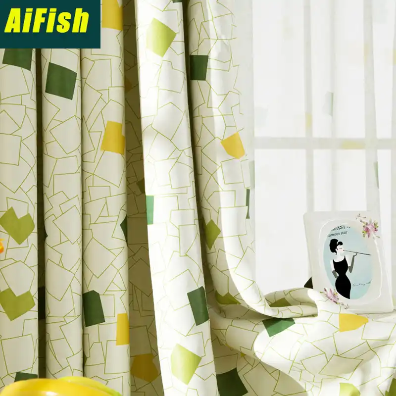 Modern Curtains Tulle Fresh Elegant Plaid Curtains For Living Room