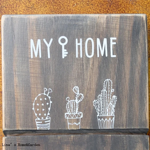 vintage brown pine wooden wall mail organizer with key hooks (6)