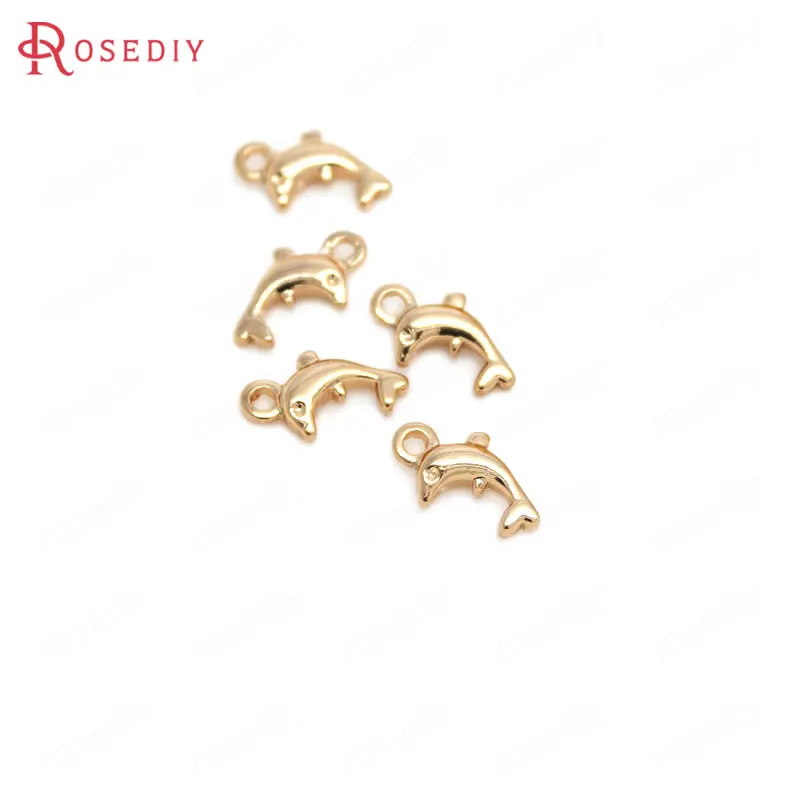 (30753-G)20PCS 6x11x2.5MM 24K Champagne Gold Color Brass Small Dolphin Charms Jewelry Making Supplies Diy Findings Accessories | Украшения