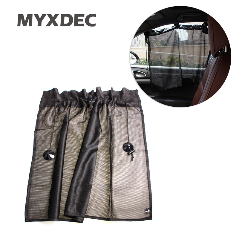 

1 Pair Black Car Sun Shade Curtain Suction Cup UV Protection Side Window Curtain Exterior Window Foils & Solar Protection