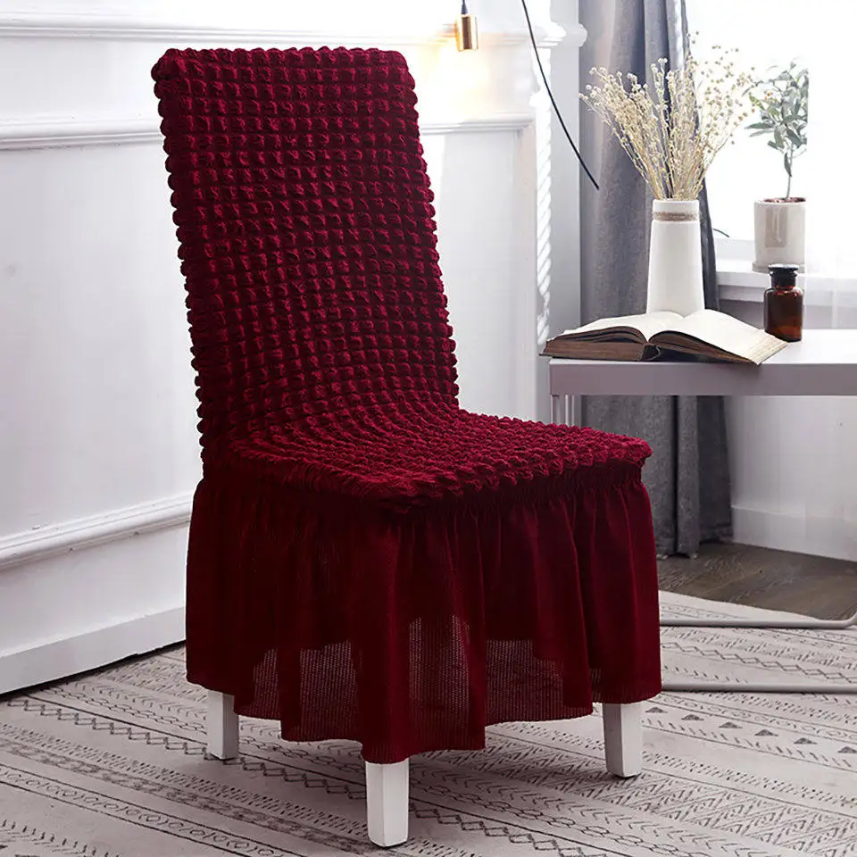 Wine red Пузырьковые решетки эластичные чехлы на кресла спандекс чехлы на стулья для кухни/столовой офисные чехлы на стулья со спинкой - Цвет: Wine red