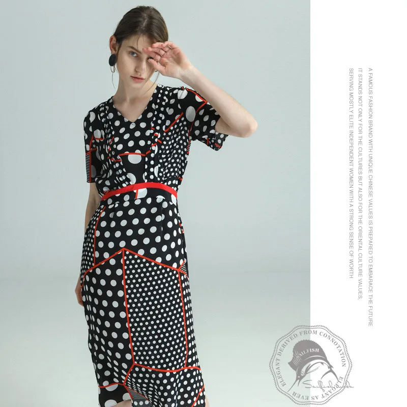 

black polka dot silk floral summer dresses plus size sunflower long bohemian beach sexy robe ete 2019 fem me slim fashion