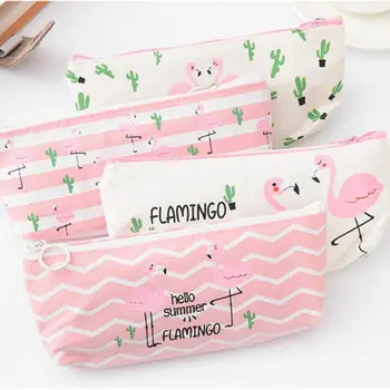 

12pcs/lot Lovely Flamingo Cactus Style Pencil Bag with Zipper Storage Bag Cosmetic Bag Office and School Suppliers Stationery