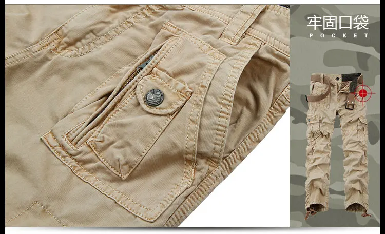 29-38 плюс размер высокое качество мужские брюки Карго повседневные брюки Мульти карманы военные для мужчин уличные длинные брюки